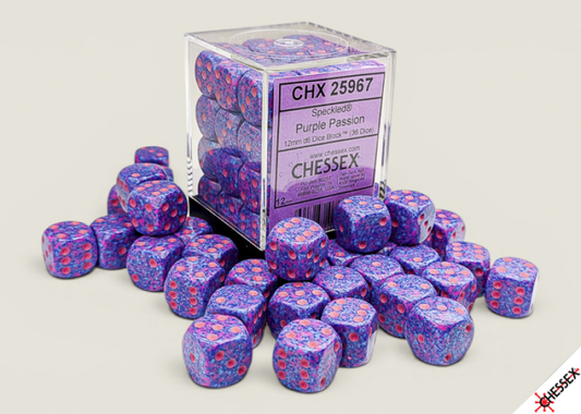 Chessex - 12mm d6 Dice Block (36 dados) - Speckled® Purple Passion