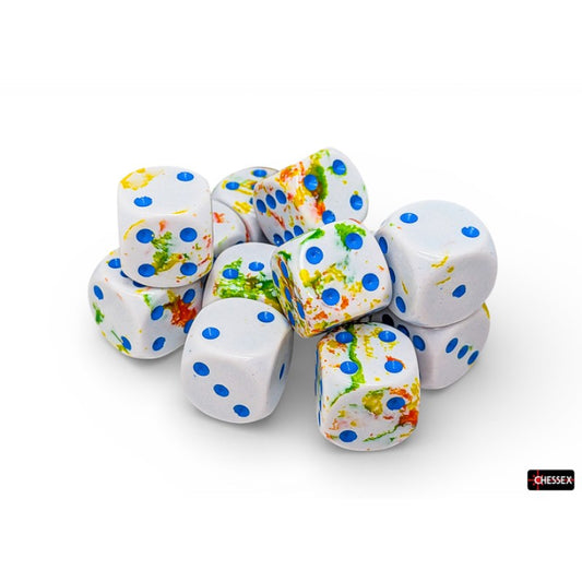 Chessex - 16mm d6 Dice Block (12 dados) - Brush Breezy/blue