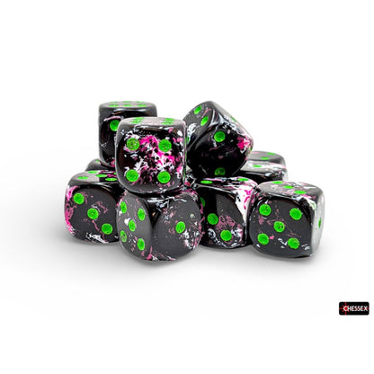 Chessex - 16mm d6 Dice Block (12 dados) - Brush Paintball/green