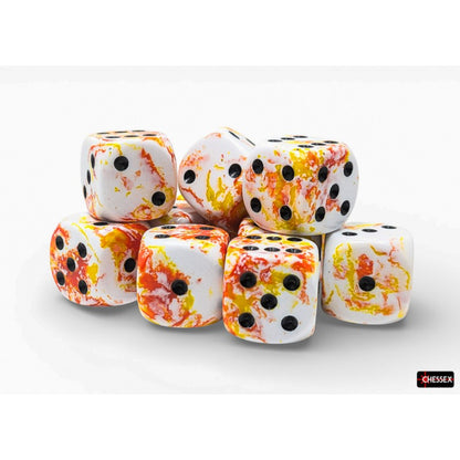 Chessex - 16mm d6 Dice Block (12 dados) - Brush Sunrise/black