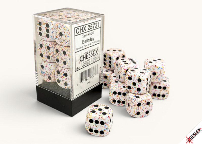 Chessex - 16mm d6 Dice Block (12 dados) - Speckled® Birthday