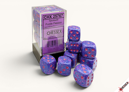 Chessex - 16mm d6 Dice Block (12 dados) - Speckled® Purple Passion