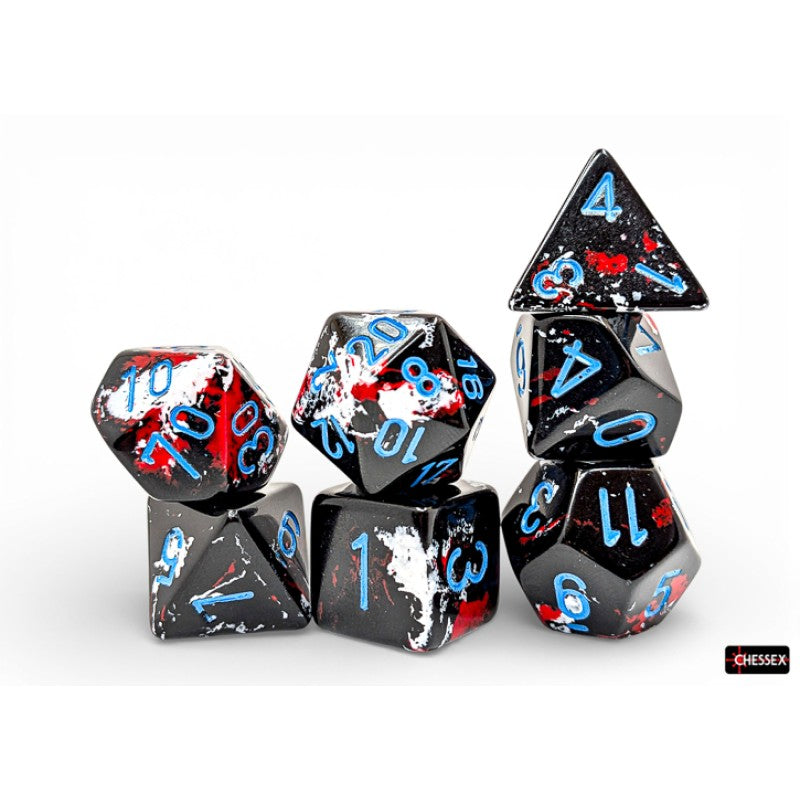 Chessex - Set de 7 dados - Brush Dark Side/blue
