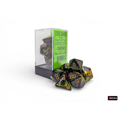 Chessex - Set de 7 dados - Brush Deep Forest/gold