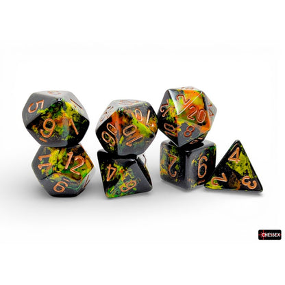 Chessex - Set de 7 dados - Brush Deep Forest/gold