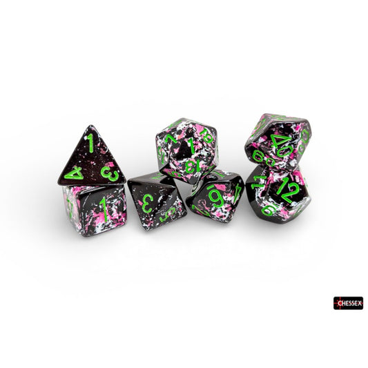 Chessex - Set de 7 dados - Brush Paintball/green
