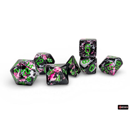 Chessex - Set de 7 dados - Brush Paintball/green