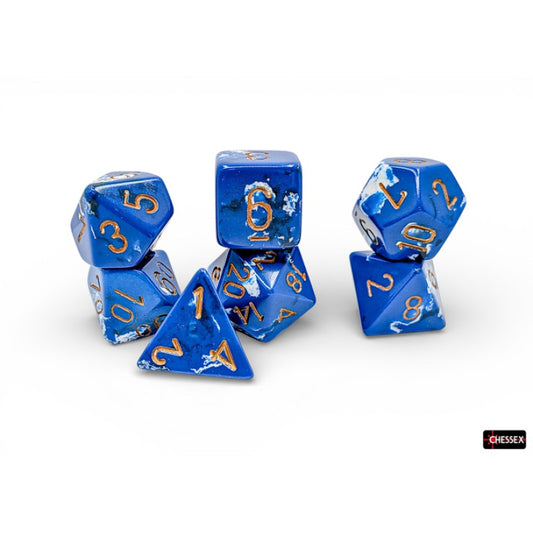 Chessex - Set de 7 dados - Brush Wavebreak/gold
