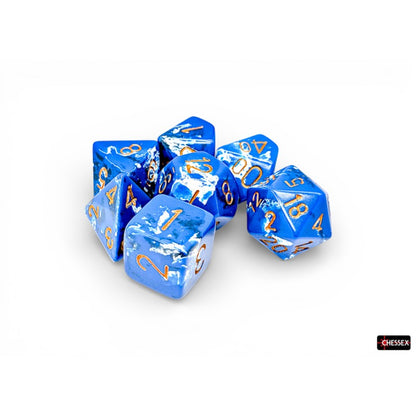 Chessex - Set de 7 dados - Brush Wavebreak/gold