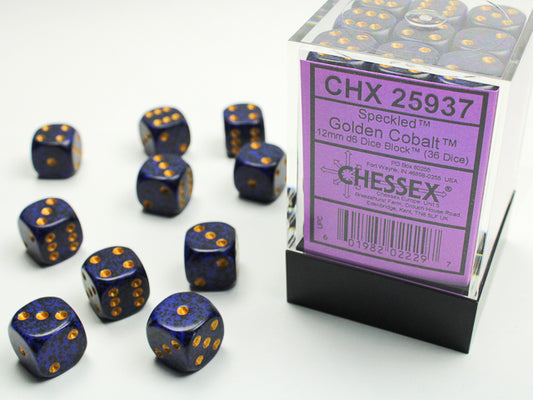 Chessex - 12mm d6 Dice Block (36 dados) - Golden Cobalt