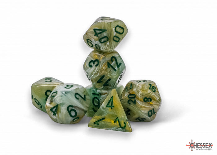 Chessex - Marble Mega-hedral Green/dark green 7-Die Set