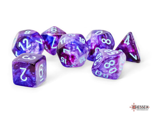 Chessex - Nebula Mega-hedral Nocturnal/turquoise Luminary 7-Die Set