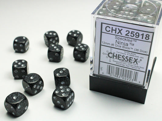 Chessex - 12mm d6 Dice Block (36 dados) - Ninja
