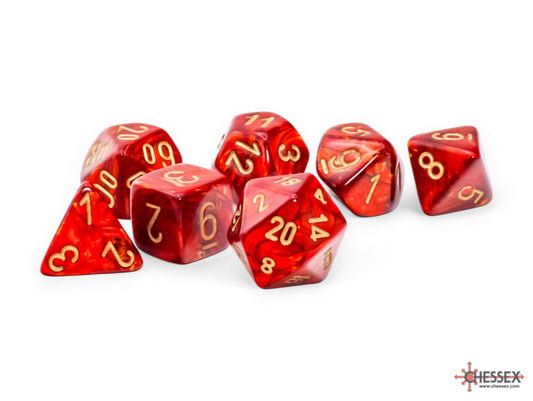 Chessex - Scarab Mega-hedral Scarlet/gold 7-Die Set