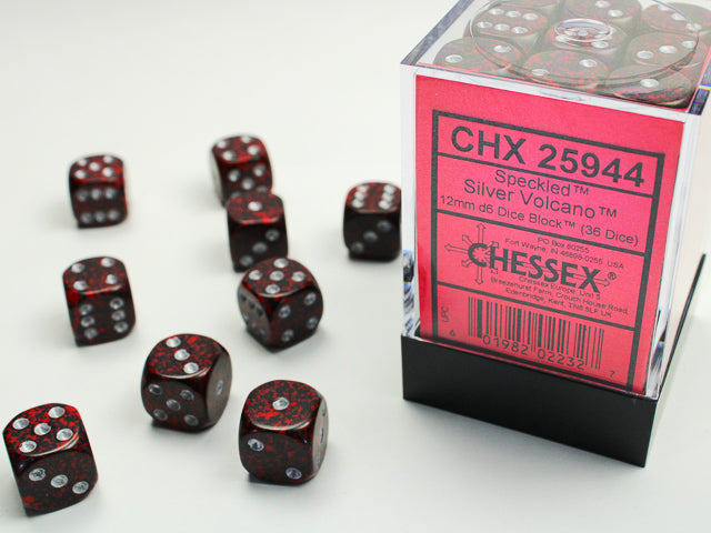 Chessex - 12mm d6 Dice Block (36 dados) - Silver Volcano