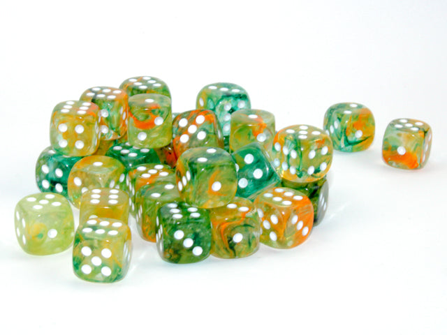 Chessex - 12mm d6 Dice Block (36 dados) - Spring/white