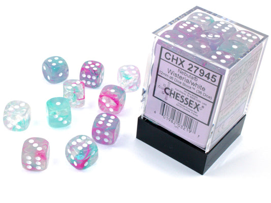 Chessex - 12mm d6 Dice Block (36 dados) - Wisteria/white