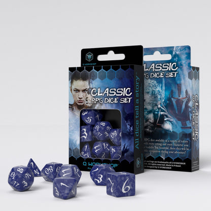 Classic RPG Cobalt & white Dice Set