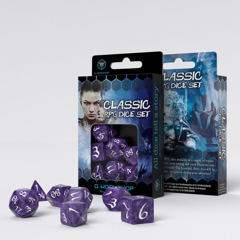 Classic RPG Lavender & white Dice Set