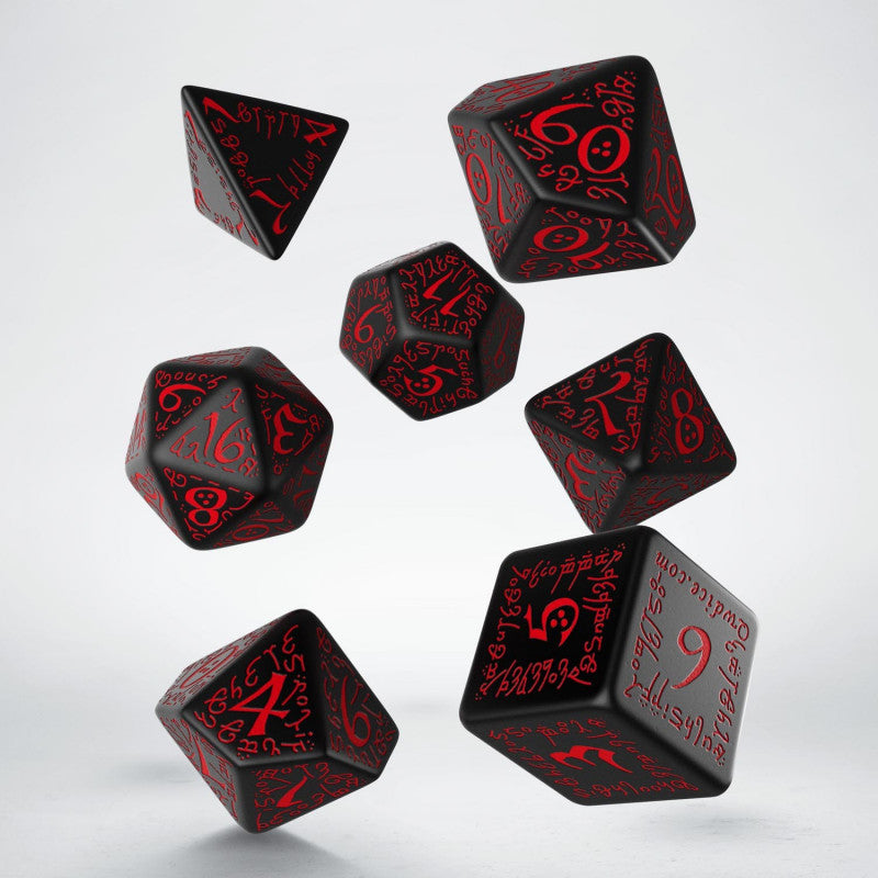 Elvish Black & Red Dice Set