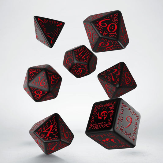 Elvish Black & Red Dice Set