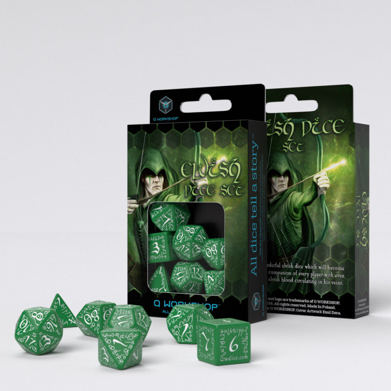 Elvish Green & White Dice Set