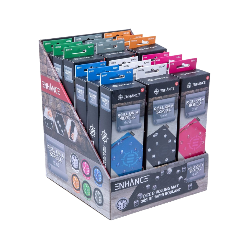 Enhance - Roll on a Scroll Dice Rolling Mat & 12pc 6 Sided Dice Set