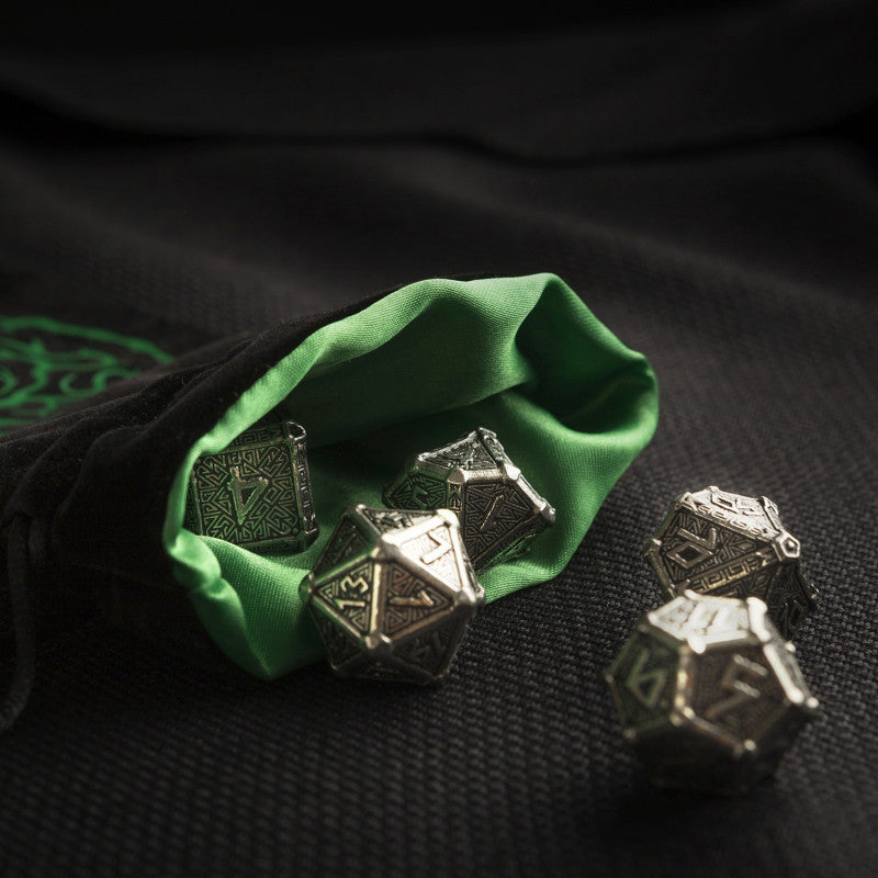 Forest Black & green Velour Dice Bag