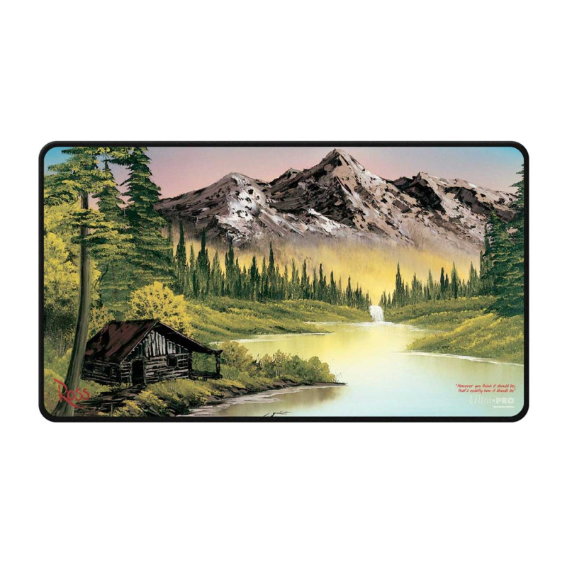 UP Black Stitched Playmat - Bob Ross Mountain Retreat