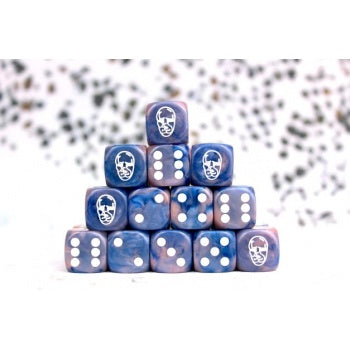Conquest - Baron of Dice: Spires Faction Dice on Dark Blue swirl Dice