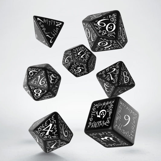 Elvish Black & White Dice Set