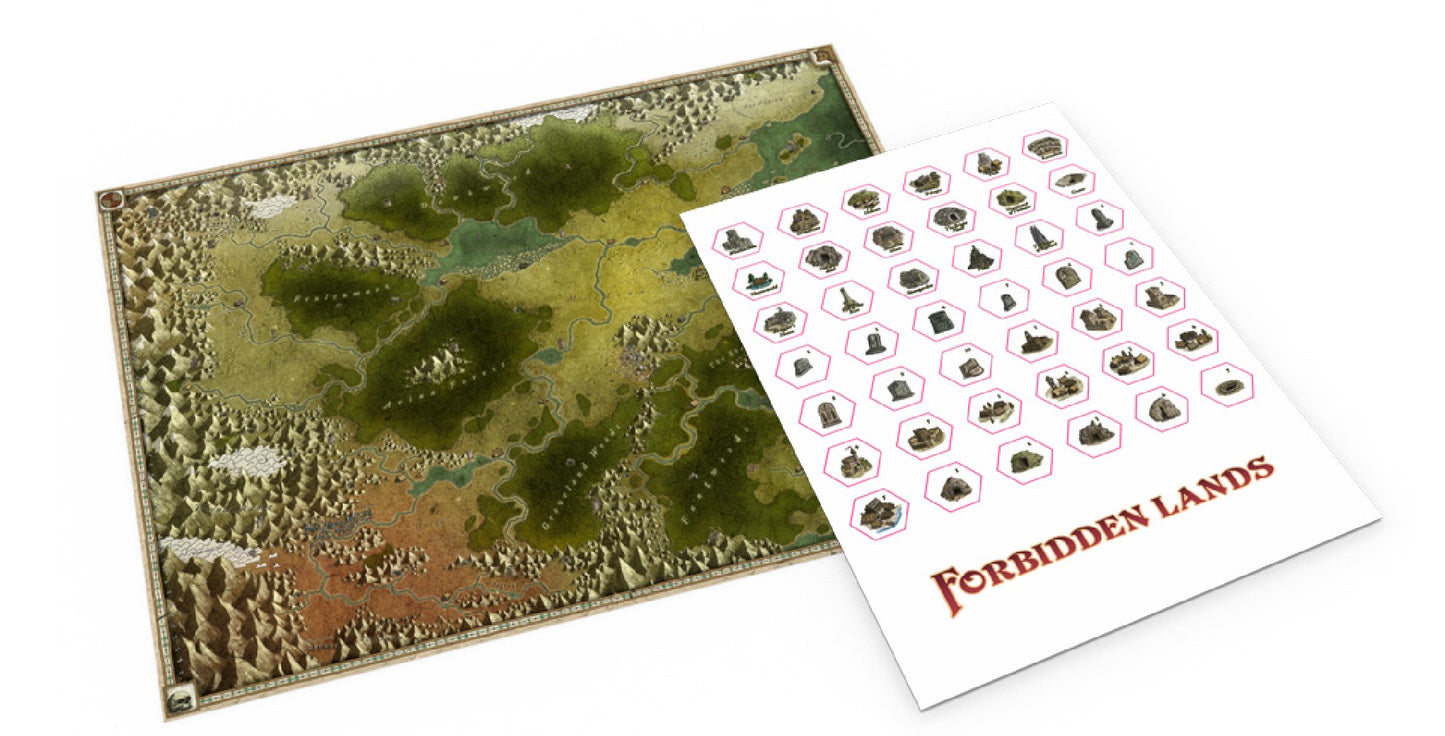 Forbidden Lands: Mapa extra de juego y pegatinas