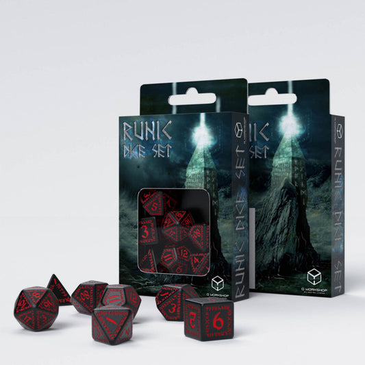 Runic Black & Red Dice Set