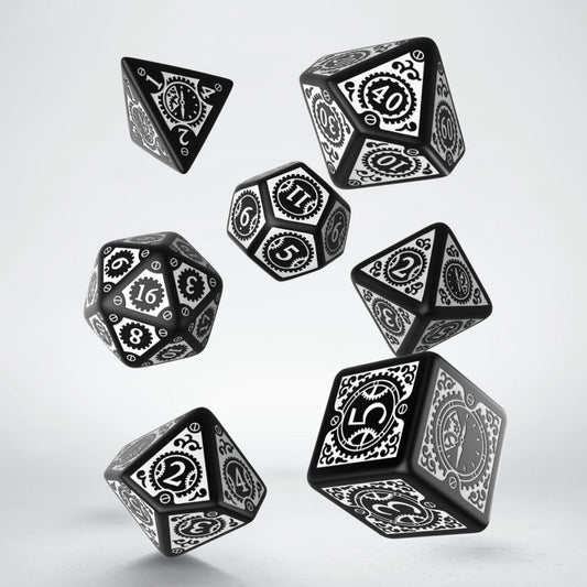 Steampunk Clockwork Black & White Dice Set